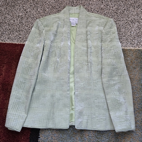 Lillie Rubin Blazer Jacket Womens Sz 14 Green Open Vintage Career - Picture 4 of 9